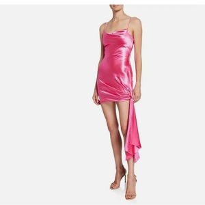 Cinq A Sept Pink Silk Ruched Tie Draped Dress 8.